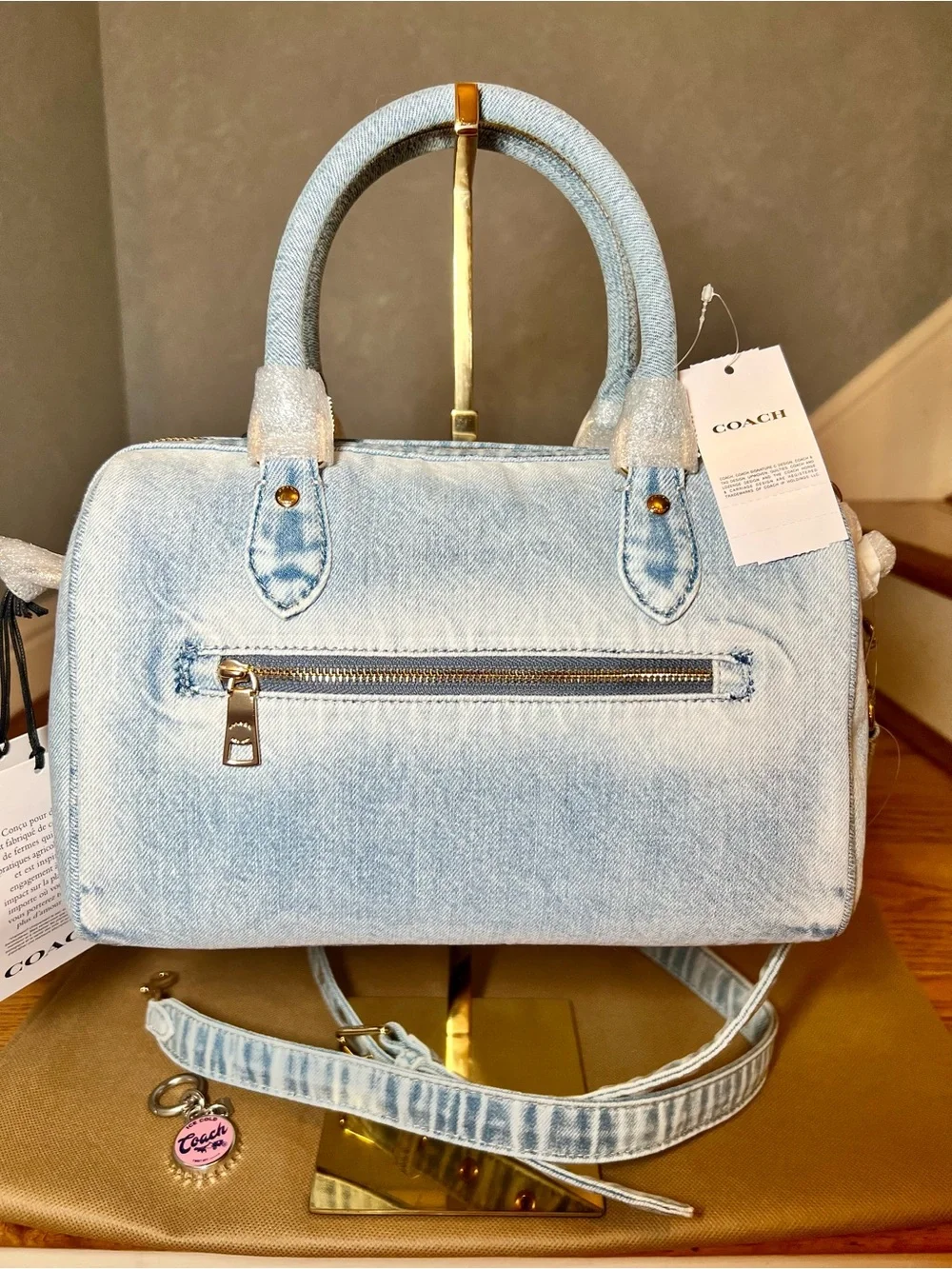 Coach Medium Rowan- Much Loved Denim with Bonus Charm - Picture 2 of 9